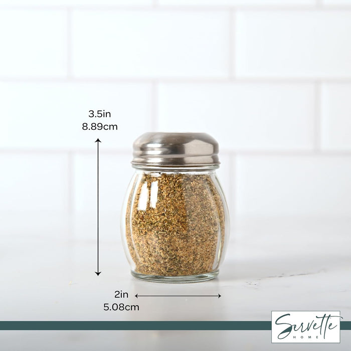 Servette Home 4.75 Ounce Round Glass Spice Jar with Metal Shaker Lid