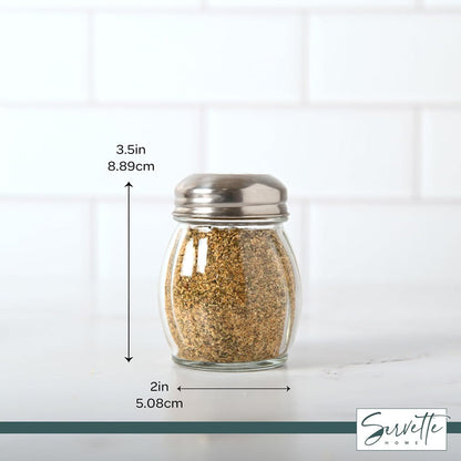 Servette Home 4.75 Ounce Round Glass Spice Jar with Metal Shaker Lid