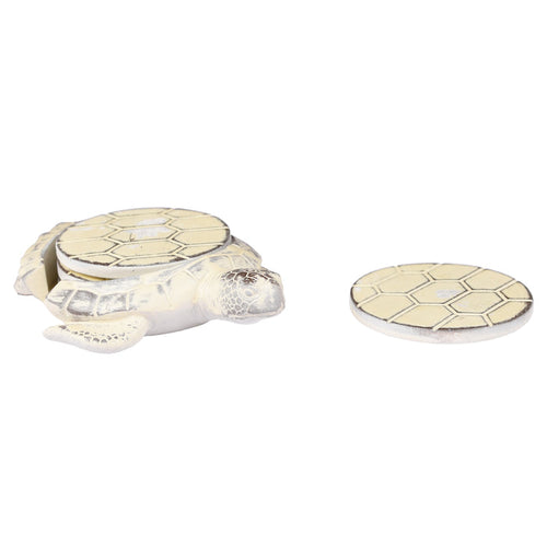 Set of 4 Sea Turtle Drink Coasters with Holder