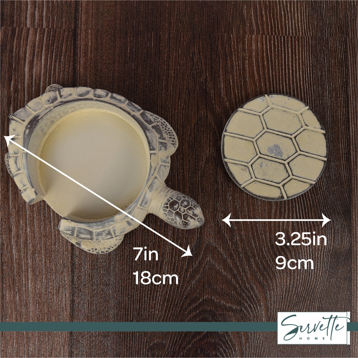 Set of 4 Sea Turtle Drink Coasters with Holder