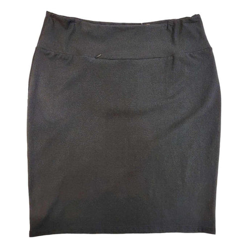 Skirt - Jet Black Fitted Knee Length Pencil Skirt (Size L Last One!) by Texture Clothing