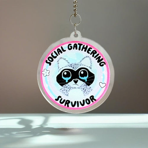 Social Gathering Survivor Raccoon Charm - Tumbler Handle Charm