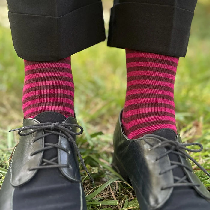 Stripe Socks - Burgundy/Magenta