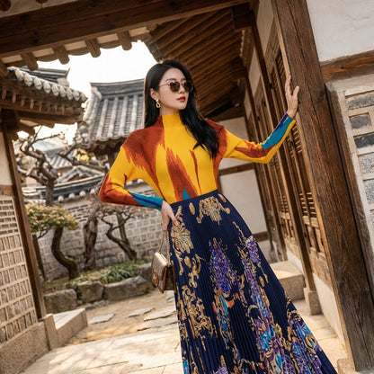 Pull plissé oversize pour femme, style K-fashion décontracté