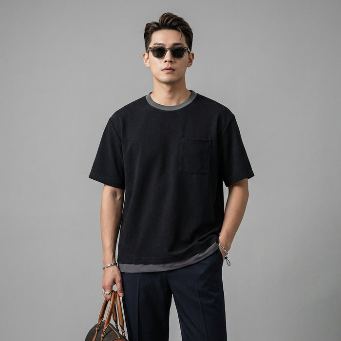T-shirt bicolore streetwear homme - Koreanxwear - Taille M