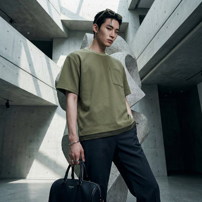 T-shirt bicolore streetwear homme - Koreanxwear