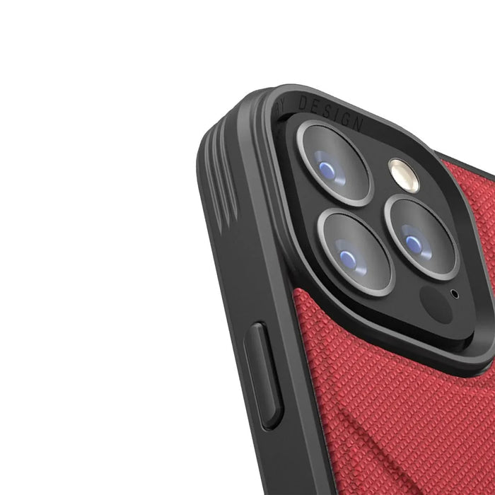 UNIQ TRANSFORMA - Coque de Protection Anti-Choc Rouge corail avec Support Réglable iPhone 13 Pro Max