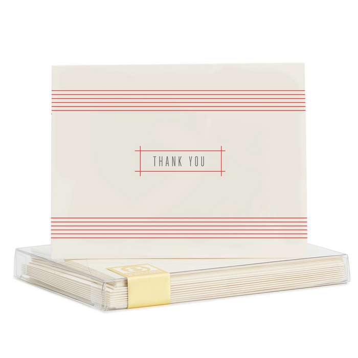 Vintage Ticking Stripe Thank You Notes Set 8