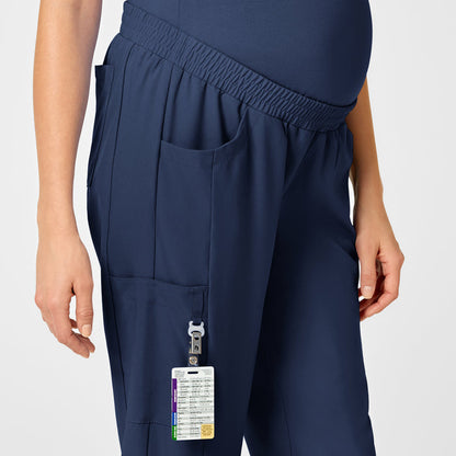 W123 Maternity Jogger Scrub Pant Navy side detail 2