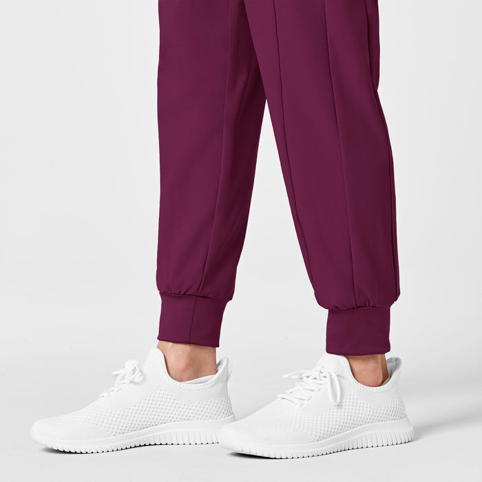 W123 Maternity Jogger Scrub Pant Wine back detail