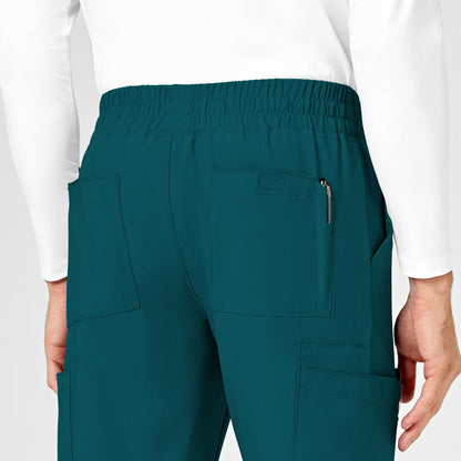 W123 Men's Cargo Jogger Scrub Pant Caribbean Blue hemline detail