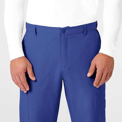 W123 Men's Flat Front Cargo Scrub Pant Galaxy Blue front detail