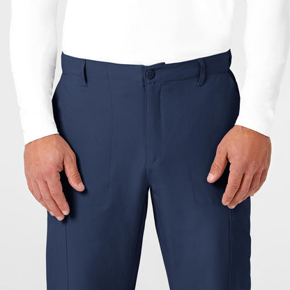 W123 Men's Flat Front Cargo Scrub Pant Navy front detail