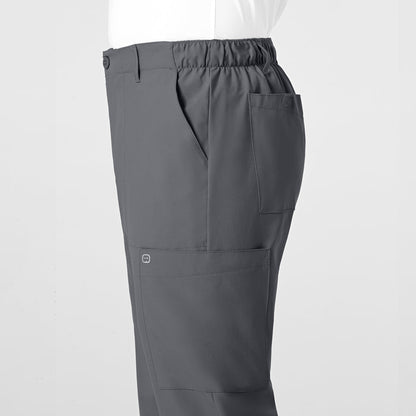 W123 Men's Flat Front Cargo Scrub Pant Pewter side detail 2
