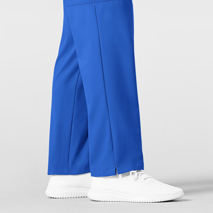 W123 Men's Flat Front Cargo Scrub Pant Royal hemline detail