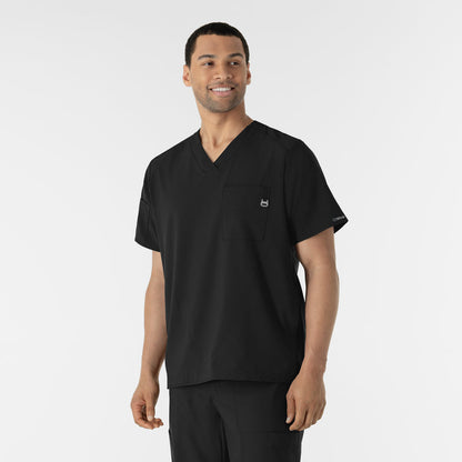 W123 Men's V-Neck Scrub Top Black