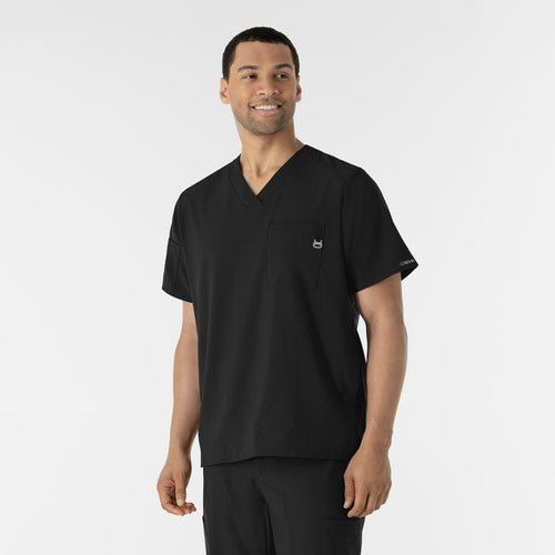 W123 Men's V-Neck Scrub Top Black