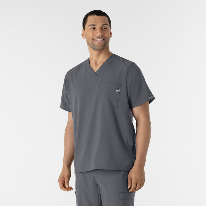 W123 Men's V-Neck Scrub Top Pewter