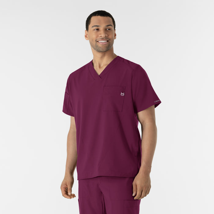 W123 Men's V-Neck Scrub Top Wine