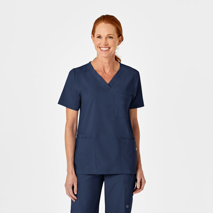 W123 Unisex 4 Pocket Utility Scrub Top - Navy
