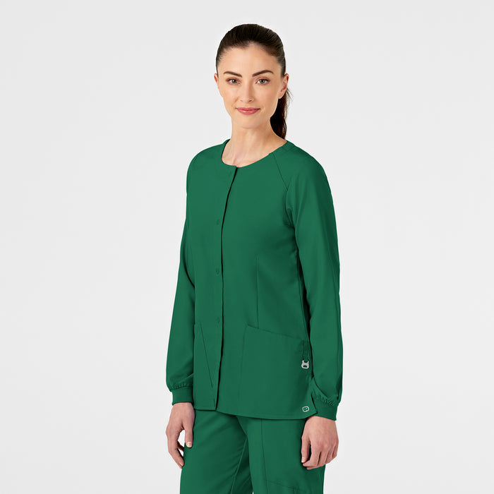 W123 Women's Crew Neck Warm Up Jacket Hunter side view