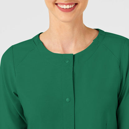 W123 Women's Crew Neck Warm Up Jacket Hunter front detail