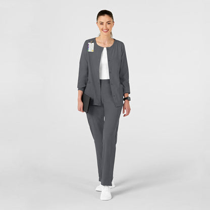 W123 Women's Crew Neck Warm Up Jacket Pewter scrub set