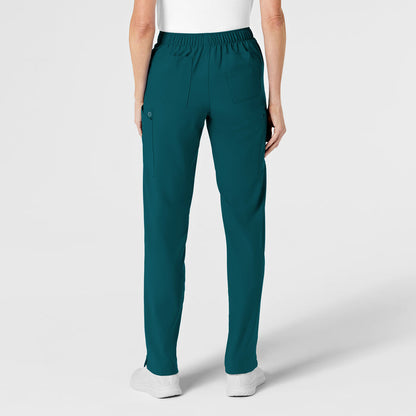 W123 Women's Flat Front Cargo Scrub Pant Caribbean Blue back view