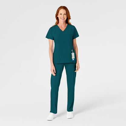 W123 Women's Flat Front Cargo Scrub Pant Caribbean Blue scrub set