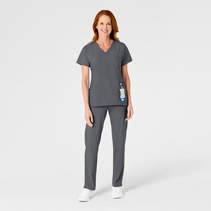W123 Women's Flat Front Cargo Scrub Pant Pewter scrub set