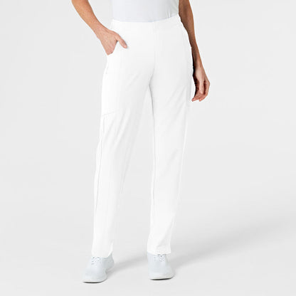 Wink W123 Women's Flat Front Cargo Scrub Pant White