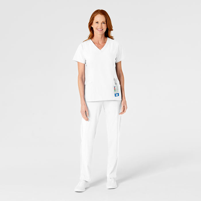 W123 Women's Flat Front Cargo Scrub Pant White scrub set