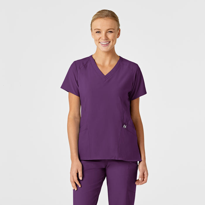 Wink W123 Women's Stylized V-Neck Scrub Top Eggplant