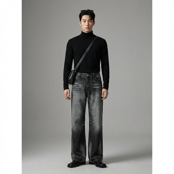Jean flare délavé noir homme - Koreanxwear - Taille S