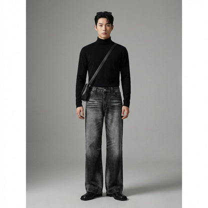 Jean flare délavé noir homme - Koreanxwear - Taille S