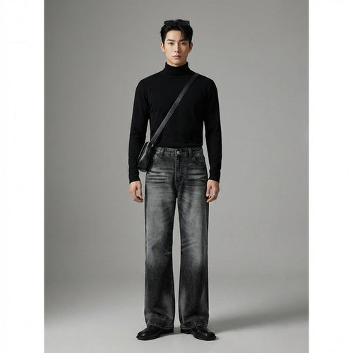 Jean flare délavé noir homme - Koreanxwear - Taille S