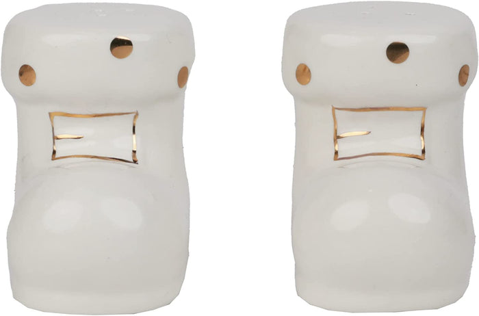 White and Gold Boots Salt and Pepper Shakers