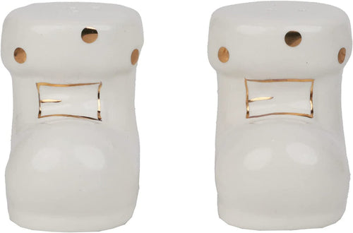 White and Gold Boots Salt and Pepper Shakers