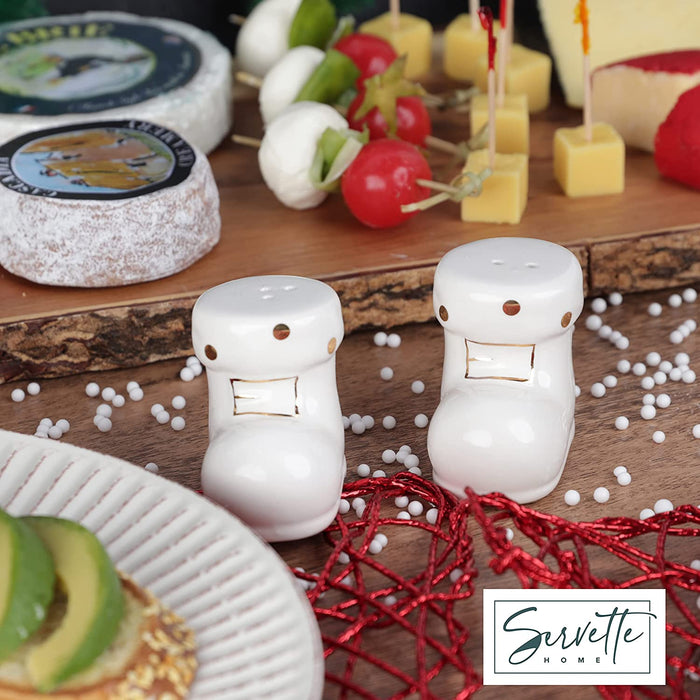 White and Gold Boots Salt and Pepper Shakers