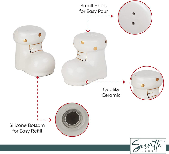 White and Gold Boots Salt and Pepper Shakers