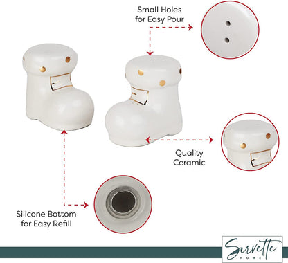 White and Gold Boots Salt and Pepper Shakers
