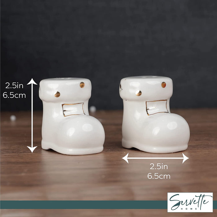 White and Gold Boots Salt and Pepper Shakers