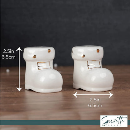 White and Gold Boots Salt and Pepper Shakers