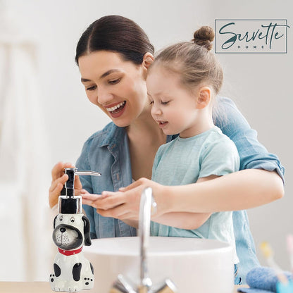 White Dog with Black Spots Soap Dispenser