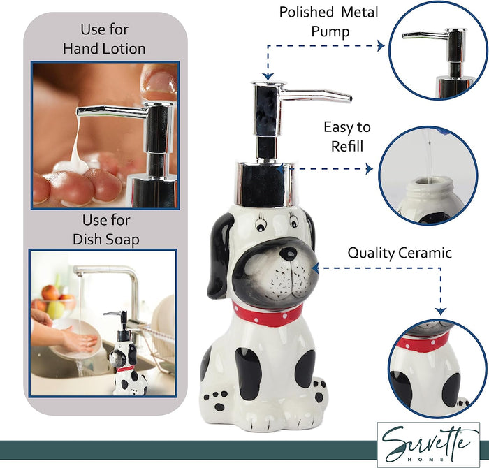 White Dog with Black Spots Soap Dispenser