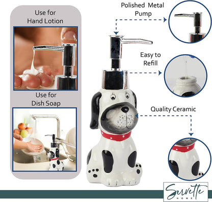 White Dog with Black Spots Soap Dispenser