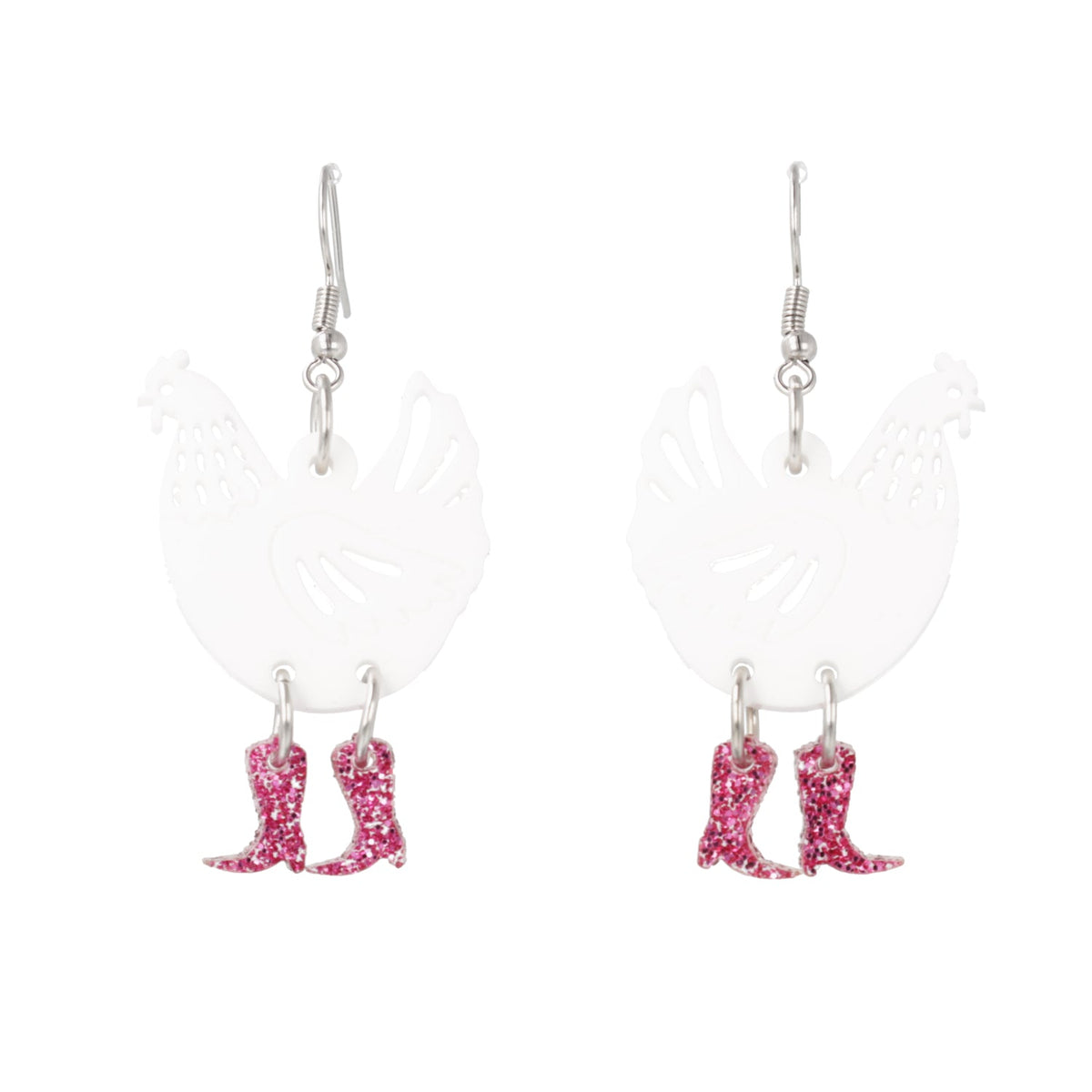 White Chick Magnet Chicken Earrings