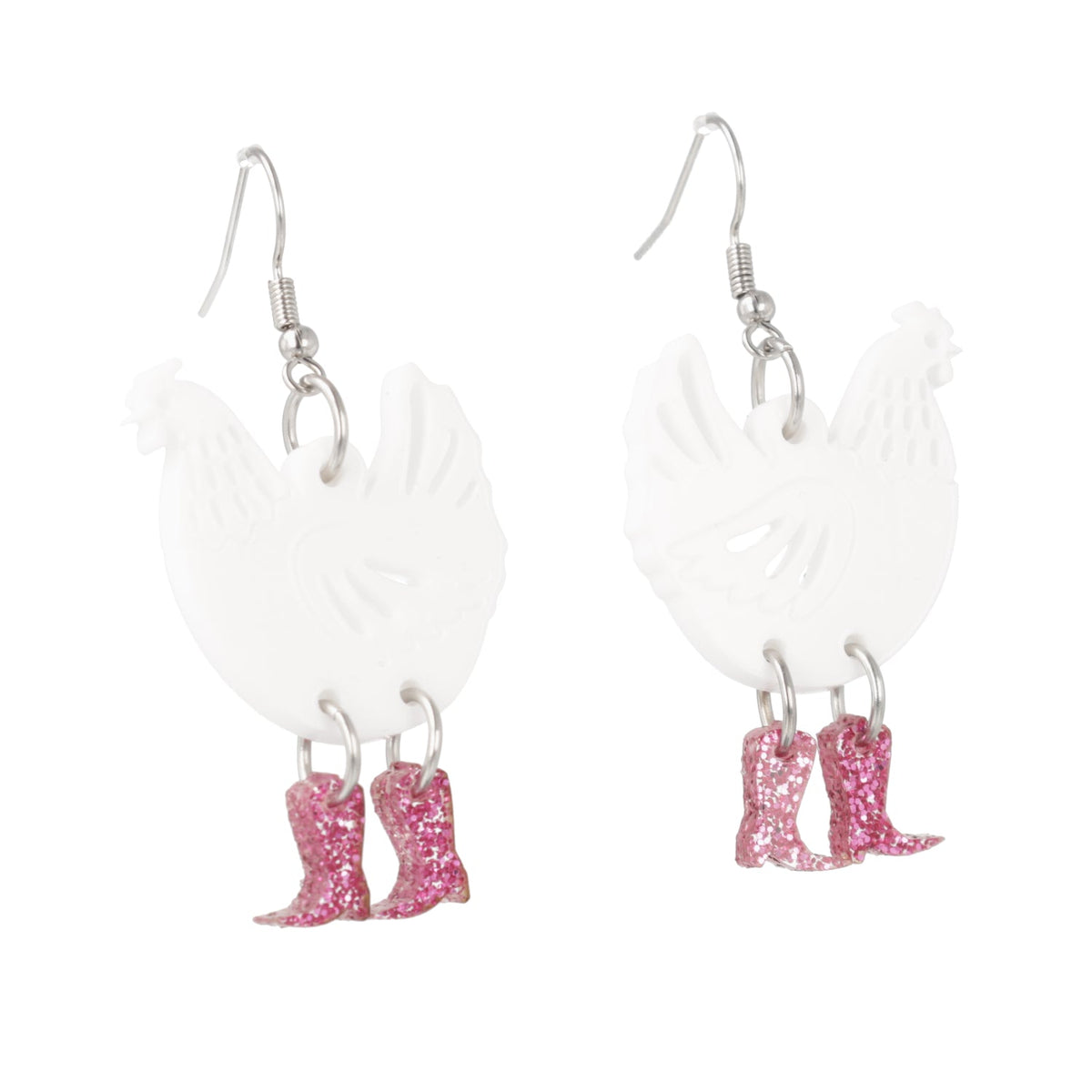 White Chick Magnet Chicken Earrings