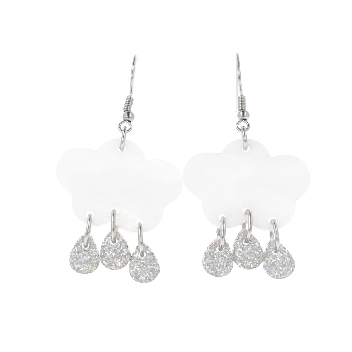 White Glitter Acid Rain Earrings