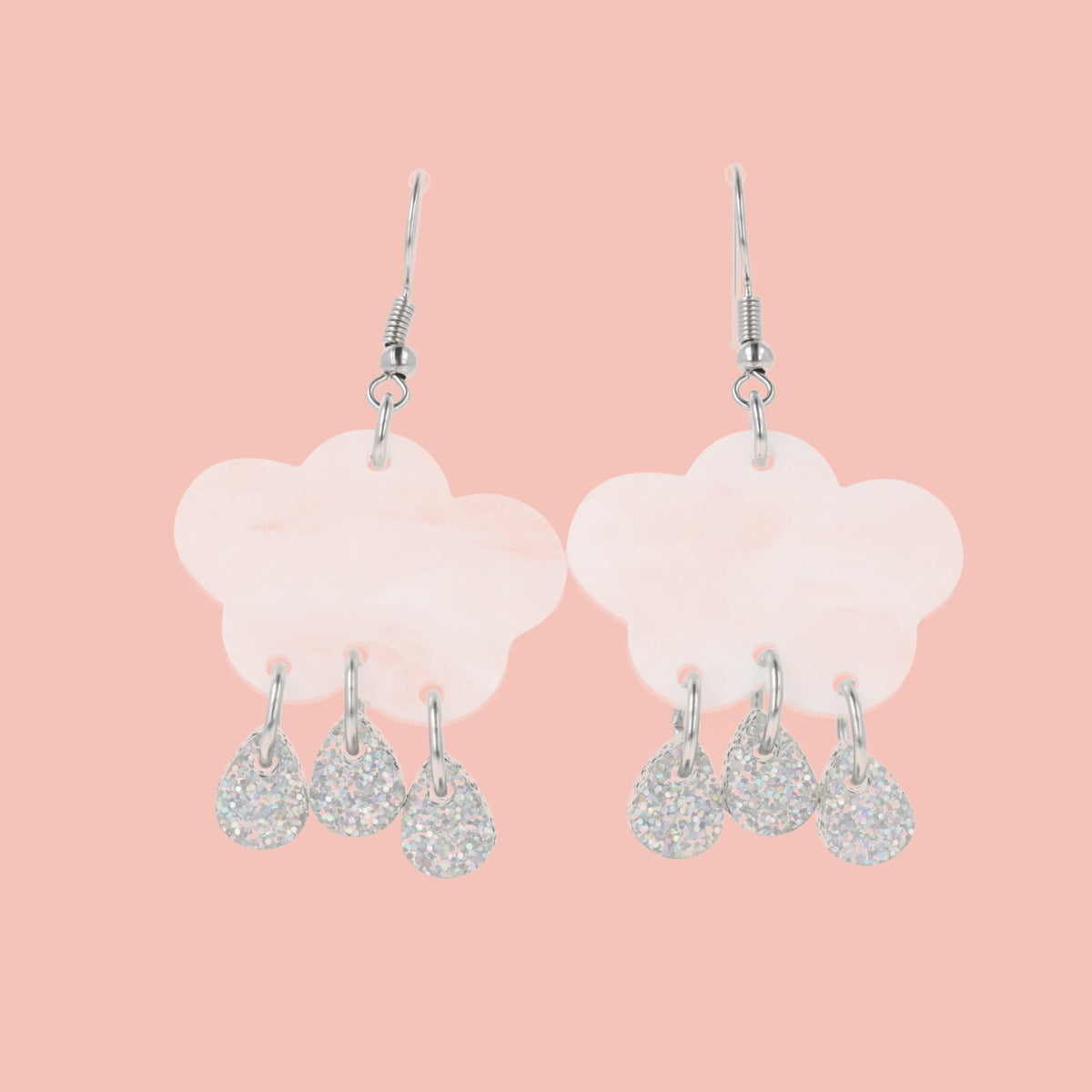 White Glitter Acid Rain Earrings